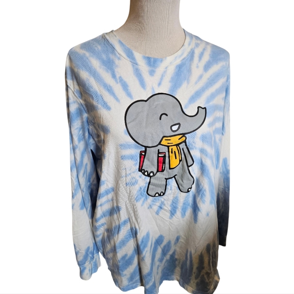 Ivory Ella Elephant Graphic Tie-Dye Womens Shirt Size XL.